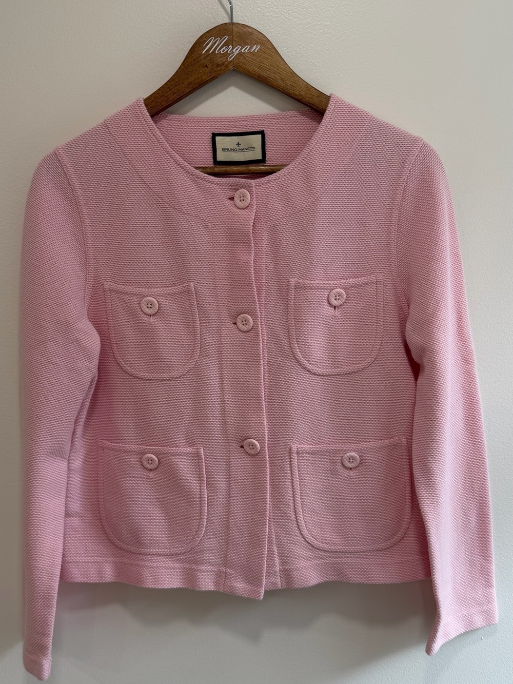 Bruno Manetti Four-Pocket Textured Jacket Pink Cotton Preppy Classic Large/ 44